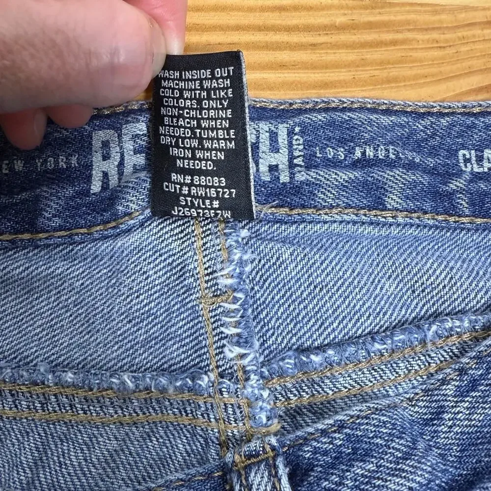 REWASH Wide Leg Baggy Jeans/Denim Blue Distressed Classic Rise. Size: 26x31 - Picture 4 of 7